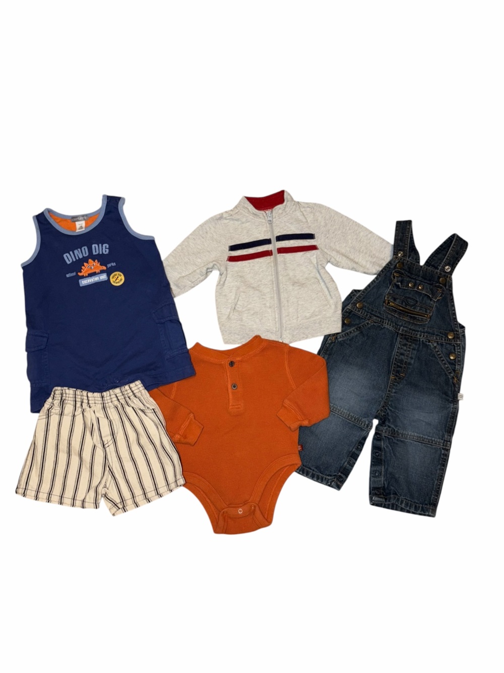 Vintage Y2K Old Navy Carter’s Baby Boy 5 pc Bundle 6-12M Prep Athletic Overalls
